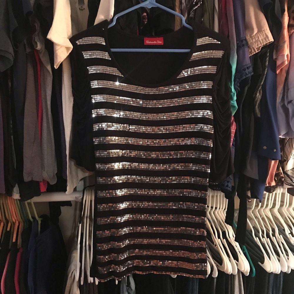 COPY - Panhandle Slim sequin black 3/4 sleep Tee …